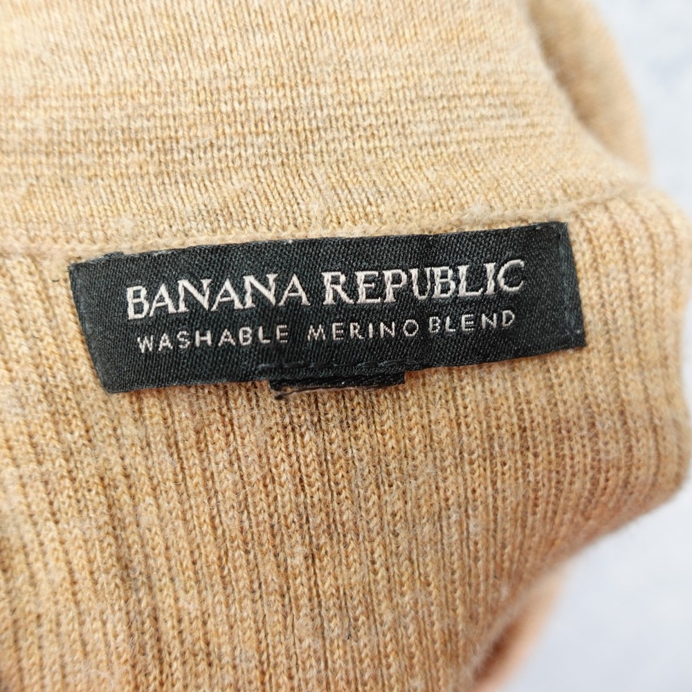 Banana Republic Camel Polo Sweater Womens M Washable Merino Fall Cozy Ivy Preppy - Picture 3 of 11